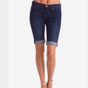 J brand dark wash cuffed Bermuda shorts 28
